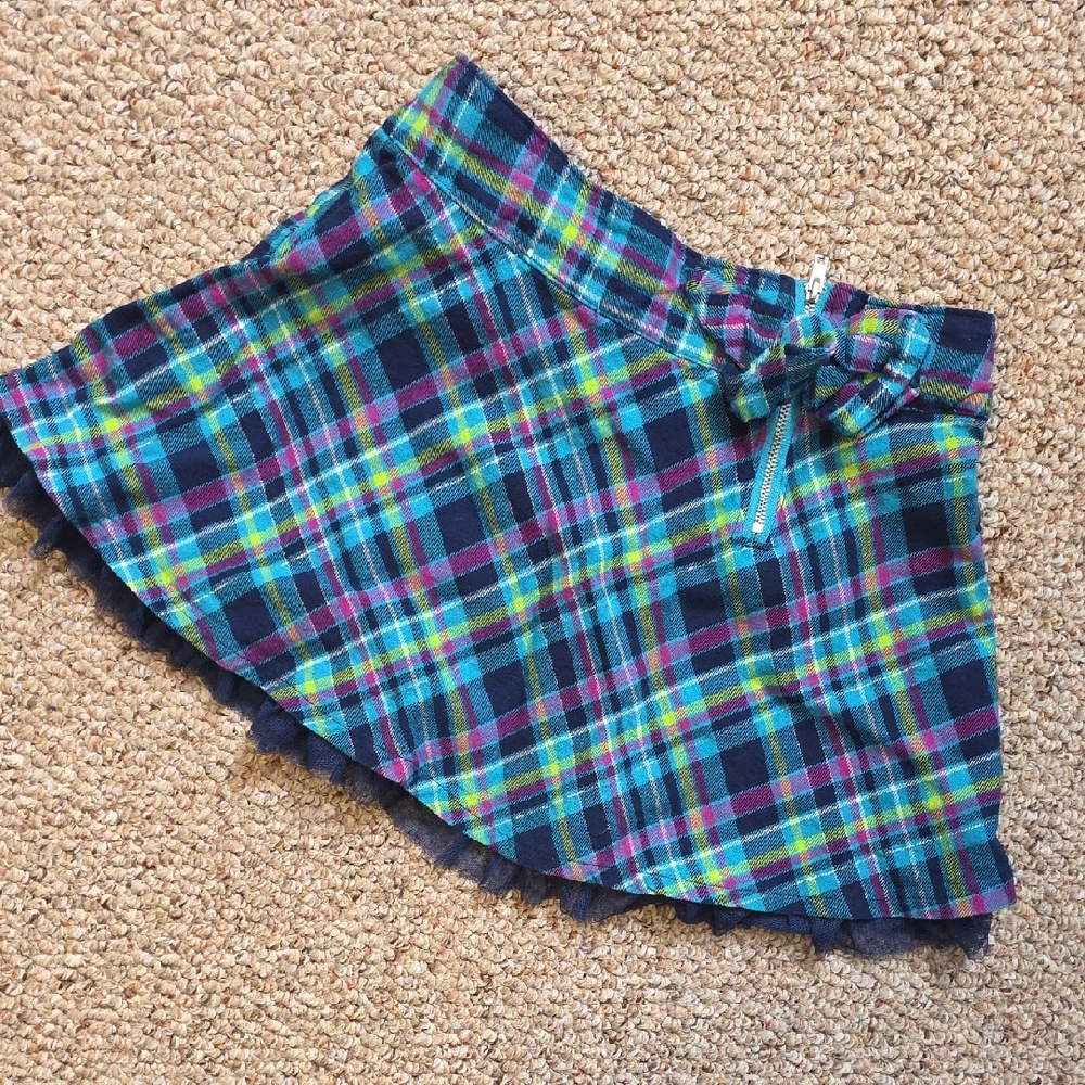 Arizona Jean Company Plaid Circle Skirt - Navy, Teal & Purple
